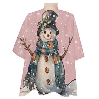 Blush Pink Snowma Barber Cape - Salon Hair Cutting Cape for Women,Men,Adults,Haircut Cape with Adjustable Elastic Neckline Hairdressing Stylist Cape Accessories Christmas Snowflake Buffalo Plaid Berry