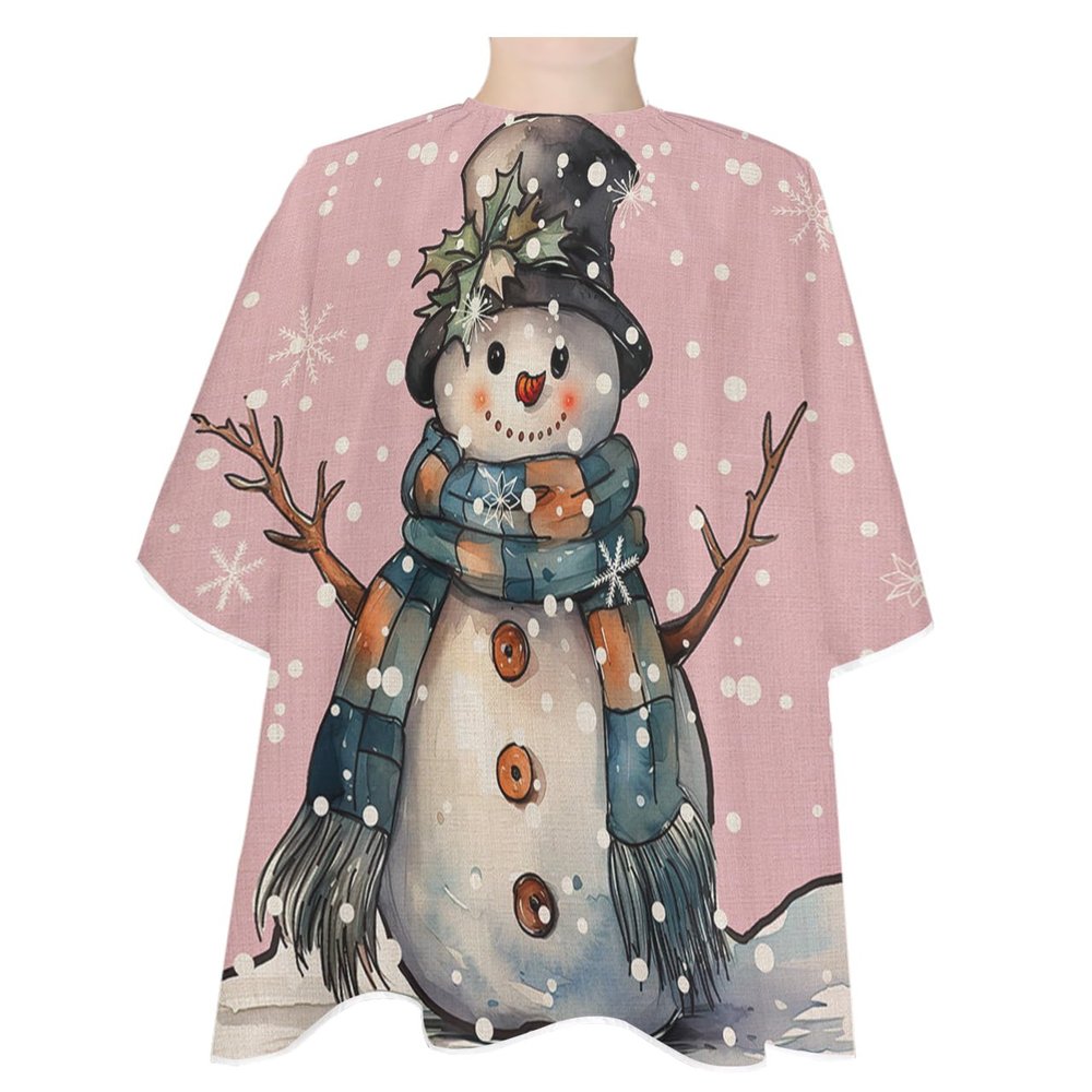Blush Pink Snowma Barber Cape - Salon Hair Cutting Cape for Women,Men,Adults,Haircut Cape with Adjustable Elastic Neckline Hairdressing Stylist Cape Accessories Christmas Snowflake Buffalo Plaid Berry