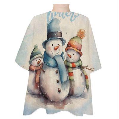 Christmas Barber Cape - Salon Hair Cutting Cape for Women,Men,Adults,Haircut Cape with Adjustable Elastic Neckline Hairdressing Stylist Cape Accessories Rustic Chic Funny Winter Snowman Watercolor