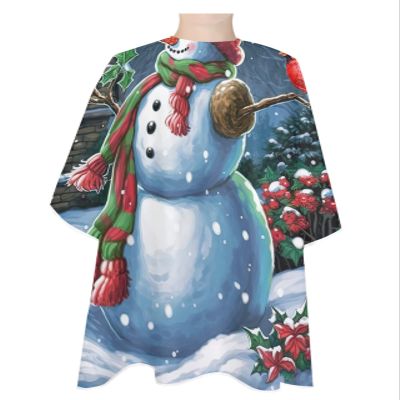 Snowman Barber Cape - Salon Hair Cutting Cape for Women,Men,Kids,Adults,Haircut Cape with Adjustable Elastic Neckline Hairdressing Stylist Cape Gown Accessories Winter Snomy Christmas Red Bird Berry