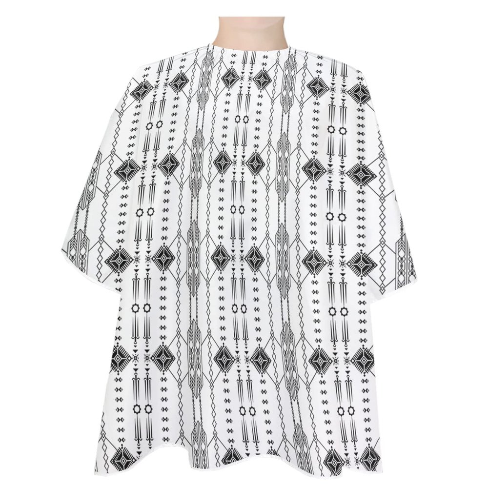 Black Indian Boho Barber Cape - Salon Hair Cutting Cape for Women,Men,Adults,Haircut Cape with Adjustable Elastic Neckline Hairdressing Cape Accessories Geometric Native American Indian Tribal Ethnic