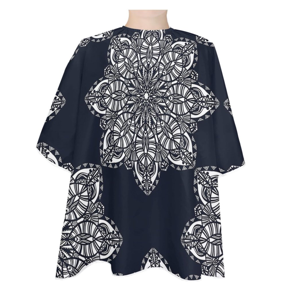 Abstract Mandala Barber Cape - Salon Hair Cutting Cape for Women,Men,Adults,Haircut Cape with Adjustable Elastic Neckline Hairdressing Stylist Cape Gown Accessories Geometric Indian Bohemian Stripes
