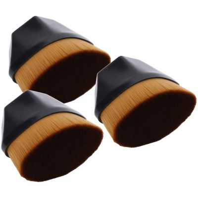 3pcs Makeup Brush Flat Top Hexagon Face Blush, Delicate and Waxy Makeup Liquid Flat Blush Brushes for Cosmetic Blush with Protective Case (Black)
