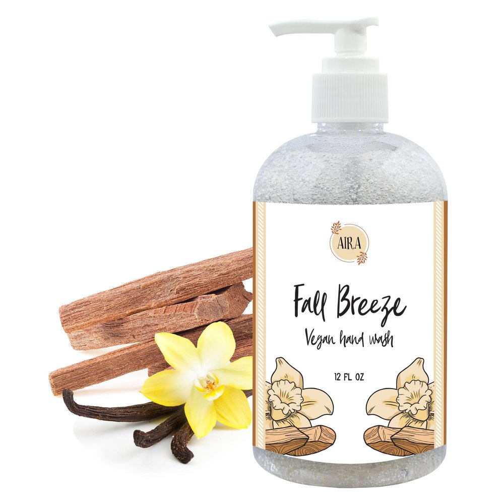 Aira All Natural Fall Liquid Hand Soap - Vegan Hand Soap for Men and Women - Luxury Skincare for Bathroom - Essential Oil Soap for Sensitive Skin - Fall Breeze Scent Hand Wash - 12 Ounce Bottle