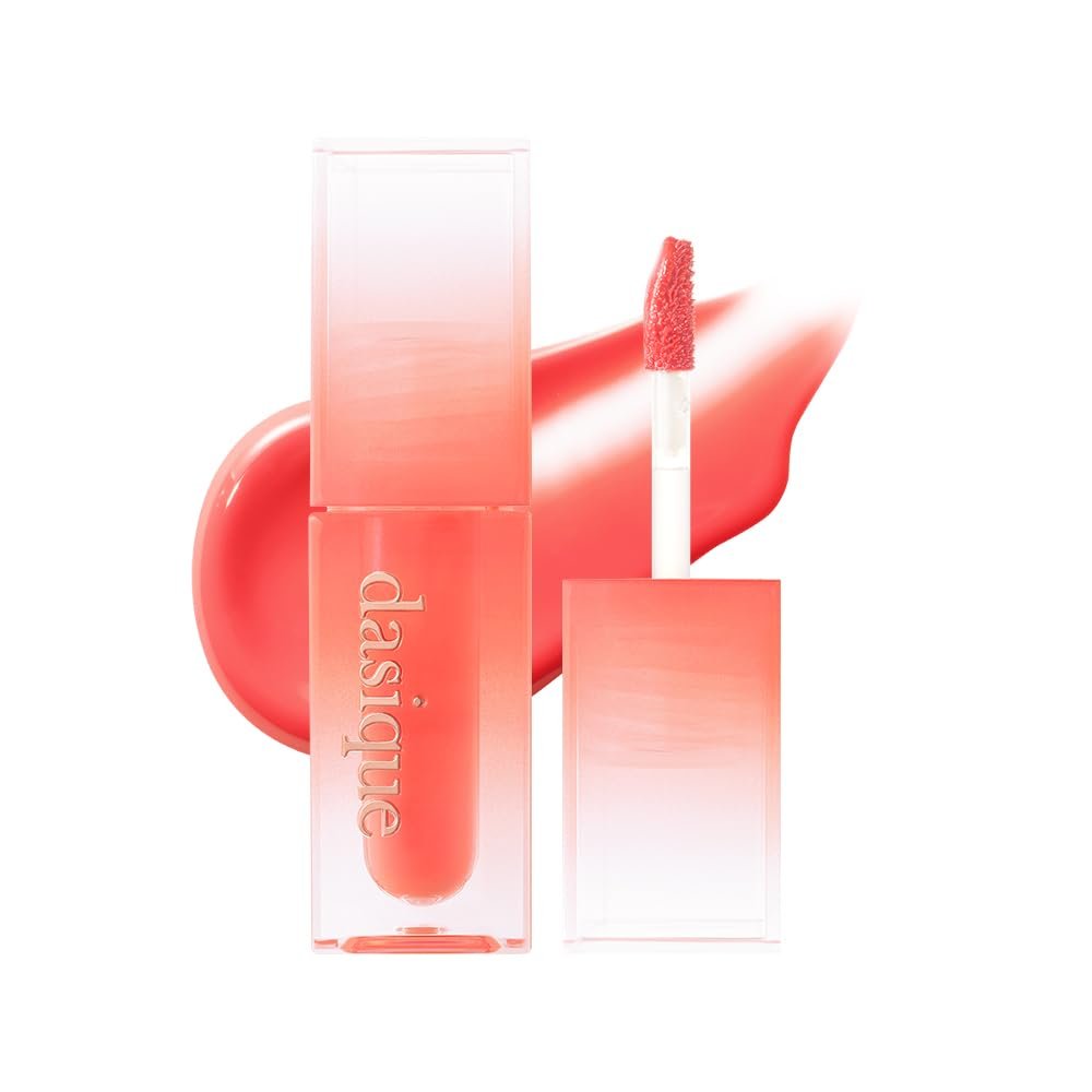 dasique Juicy Dewy Tint (13 Coral Fizz) 0.12 oz | Light Application with moisture | Long Lasting & wearing Glossy Lip Stain, Non-sticky | Vegan, Cruelty-free | Korean makeup | stocking stuffers
