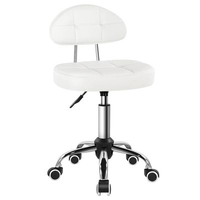 BFTOU Square Minimalist Swivel Stool with Wheel for Work SPA Shop Massage Height-Adjustable and Cost-Effective Rolling Stool Chair with Back White