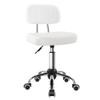 BFTOU White Square Swivel Stool with Wheel for Work SPA Shop Massage Height-Adjustable and Cost-Effective Rolling Stool Chair with Back view 1