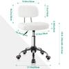 BFTOU White Square Swivel Stool with Wheel for Work SPA Shop Massage Height-Adjustable and Cost-Effective Rolling Stool Chair with Back view 2