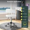 BFTOU White Square Swivel Stool with Wheel for Work SPA Shop Massage Height-Adjustable and Cost-Effective Rolling Stool Chair with Back view 3