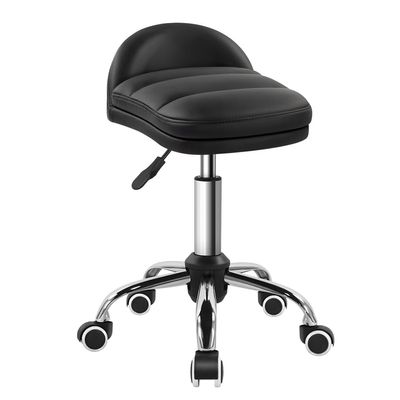 BFTOU Black Rolling Stool Chair with Wheel for Home Work SPA Massage Height-Adjustable and Cost-Effective Swivel Stool with Low Back