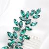 Brihasory Luxurious Wedding Hair Comb Full Rhinestones Bride Hair Accessories for Party Prom Bridal Side Hair Combs for Women Bride Girls Hair Decoration(Green) view 2