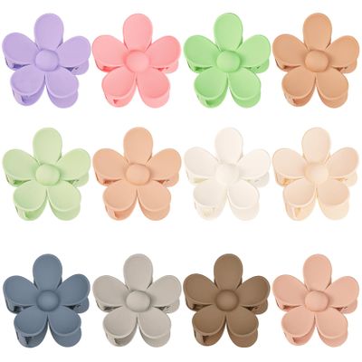 12 Pieces Flower Hair Clips for Women, Girls - Large Jaw Clips with Strong Hold for Thick & Thin Hair, 12 Matte Morandi Colors