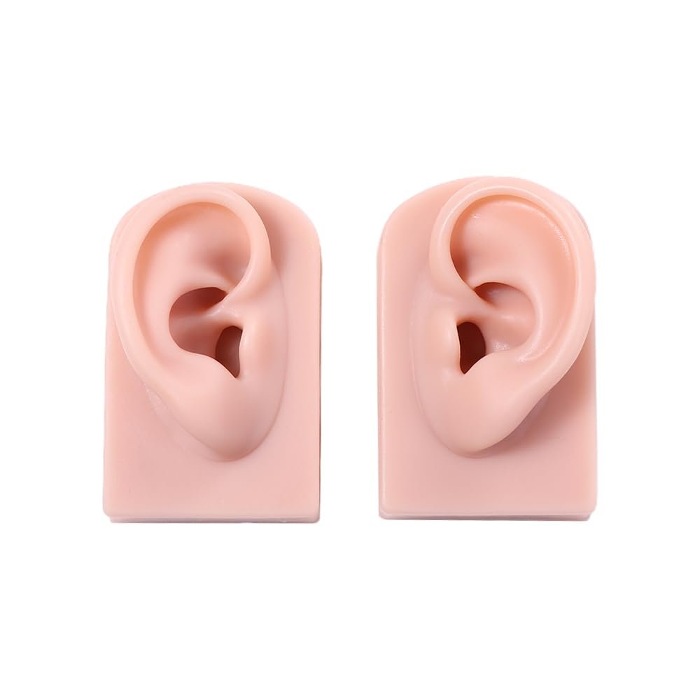 Leadigol 2PCS Silicone Ear Model, Soft Simulation Left and Right Ear Model, Fake Ear Piercing Practice Model, for Piercing Practice, Jewelry Display, Ear Piercing Teaching