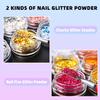 35 Colors Glitter Set for Nails, CHANGAR 35 Boxes Fine Glitter and Chunky Glitter Sequins for Nail Art, Festival Face Body Eye Makeup Glitter, Craft Glitter for Arts view 3