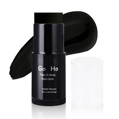 Go Ho Black Face Paint,Easily Washable Formula Face Body Paint Stick,Non-toxic Full-coverage Cream Black Body Paint for Halloween Costumes Cosplay SFX Skeleton Goths Makeup