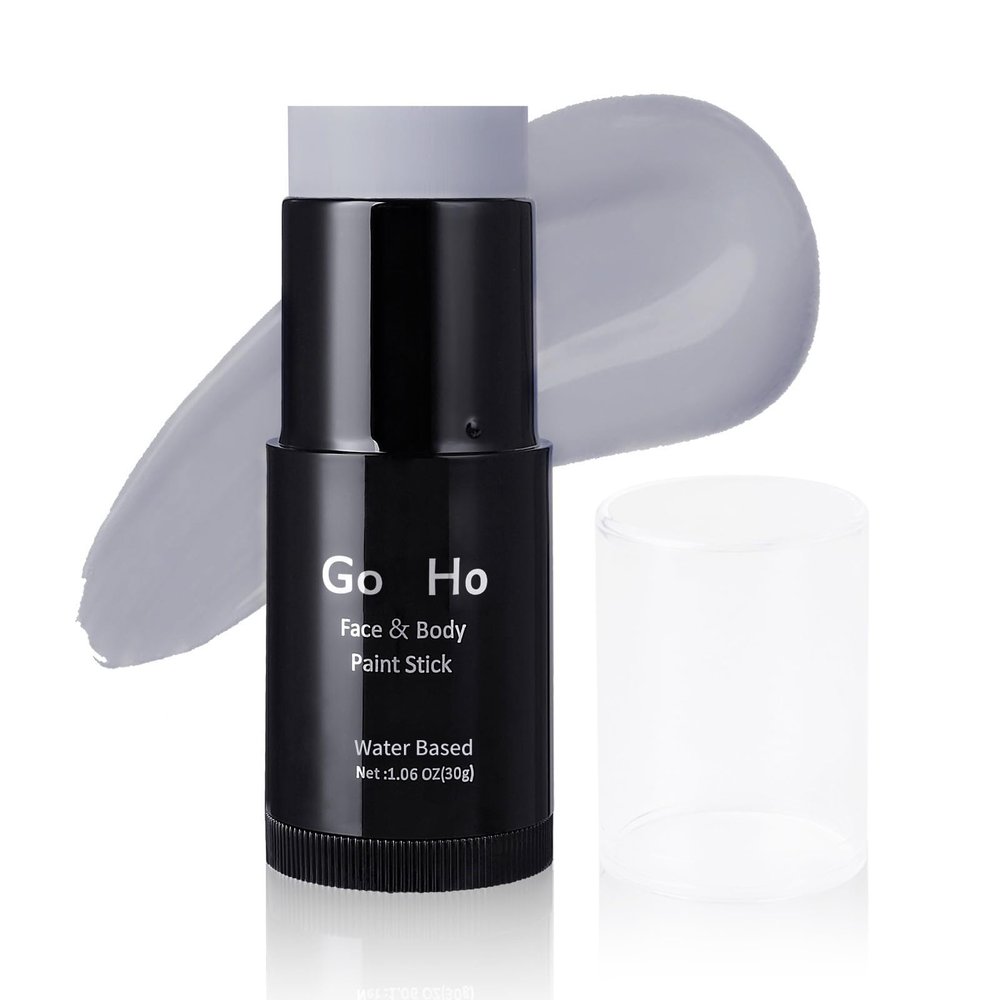 Go Ho Light Grey Face Body Paint Stick,Easily Washable Formula Gray Face Paint Stick,Non-toxic Full-coverage Cream Grey Body Paint for Halloween Costumes Zombie Vampire Goth Cosplay SFX Makeup