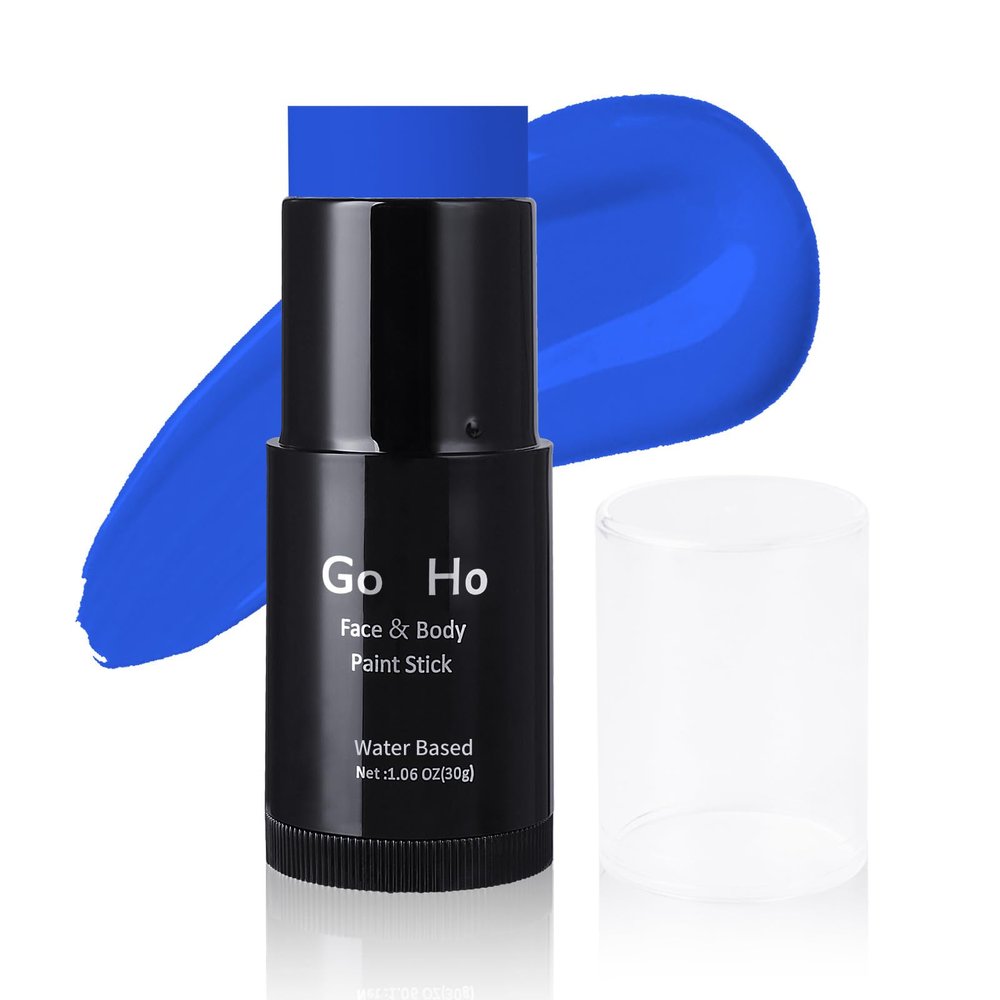 Go Ho Royal Blue Face Body Paint Stick,Easily Washable Formula Face Paint Stick,Non-toxic Full-coverage Cream Blue Body Paint for Halloween Costumes Cosplay SFX Mystique Smurf Clown Makeup