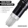 Go Ho Pearl Silver Face Body Paint Stick,Water Based Washable Face Paint Stick,Non-toxic Full-coverage Cream Silver Body Paint for Halloween Costumes Cosplay SFX Makeup view 3