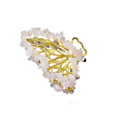 1PC Natural Gravel Chips Diy Crystal Hair Clip Hair Grab Bride's Head Decoration Women's Hair Grab Headwear (Color : Rose quartz, Size : 1pc)