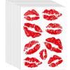 10Sheets Kiss Tattoos Temporary Red Lips Fake Tattoos Self-adhesive Waterproof Stickers for Adult Women Girls Face Body Halloween Decorations, 3.6" X 2.63" view 1