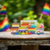 Trans Pride flag soap. Lemongrass and verbena | 4.5oz | Handmade soap with the colors of the official lgbtqia+ trans flag. For sensitive and dry skin. view 3