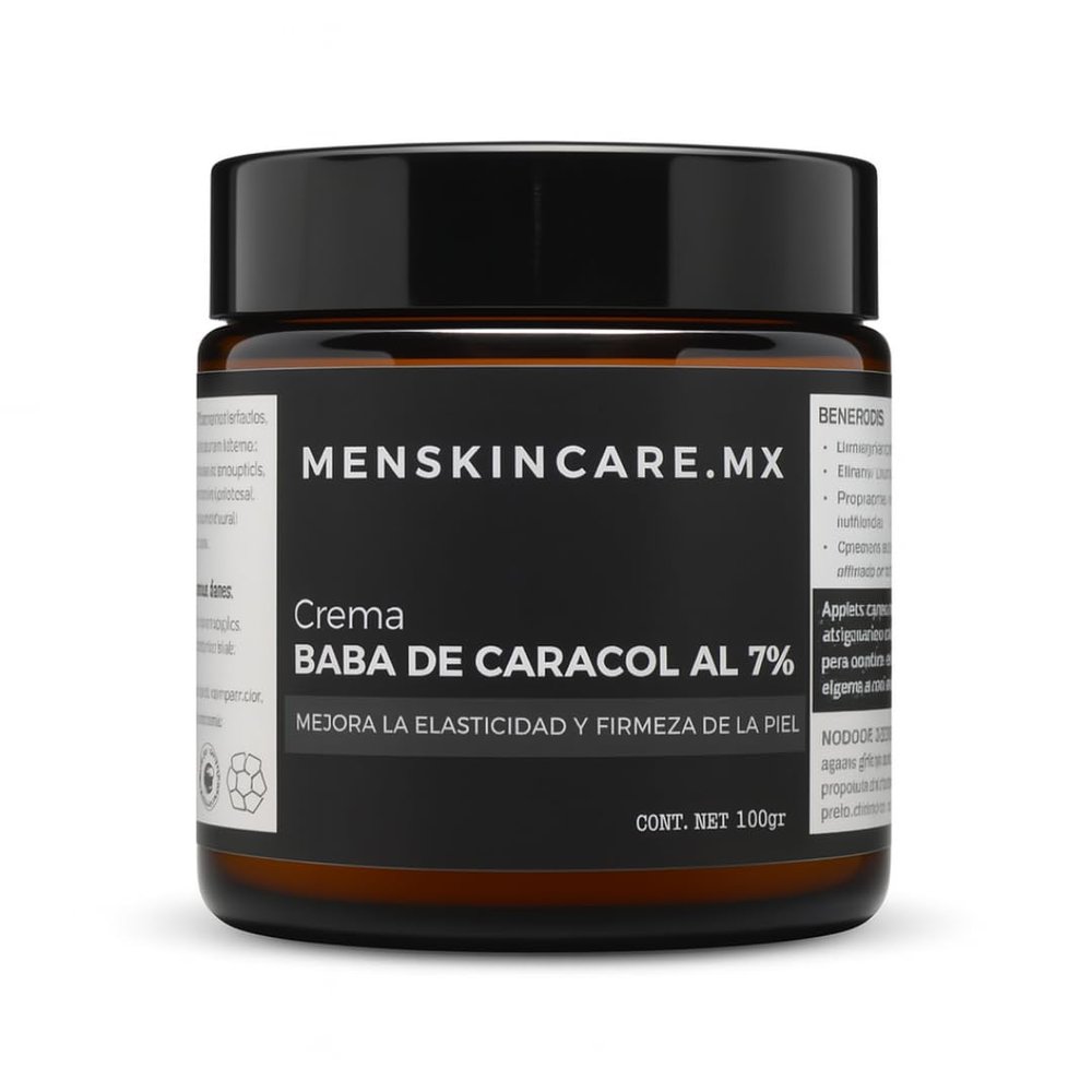 100g Snail Slime Cream for Men; regenerates damaged skin, fades blemishes, improves skin elasticity and firmness by stimulating cell renewal with 7% protein extract.