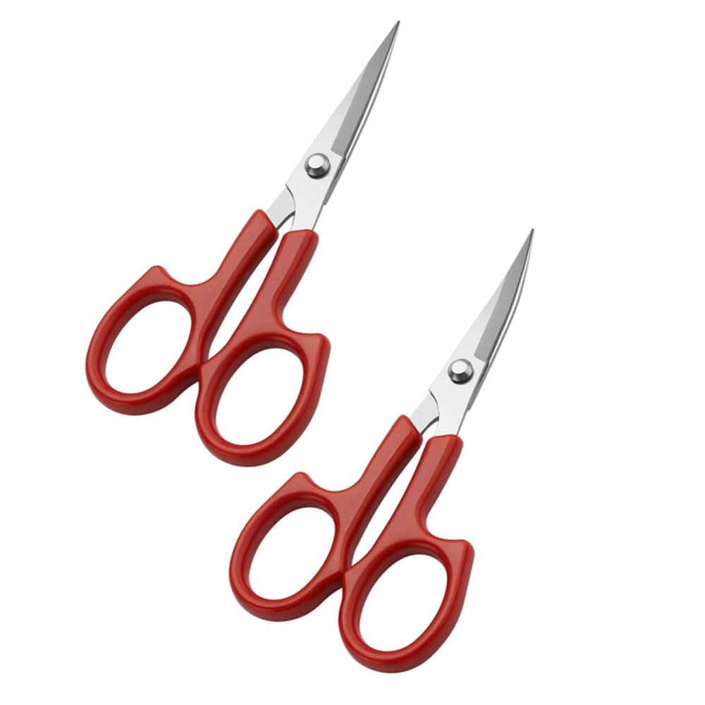 FRCOLOR 2pcs Multifunction Eyebrow Scissor Red Eyebrow Trimmer Beard Beauty Tool Facial Trimmer Facial Hair Trimmer Major Thread Trimmer Stainless Steel