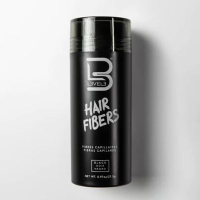 L3 - Level 3 Black Hair Fiber, Applicator, and Fiber Comb - Cover Bald Spot or Thinning Hair - Natural Looking Finish