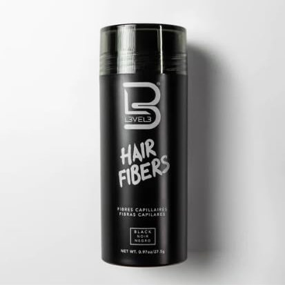L3 - Level 3 Black Hair Fiber, Applicator, and Fiber Comb - Cover Bald Spot or Thinning Hair - Natural Looking Finish