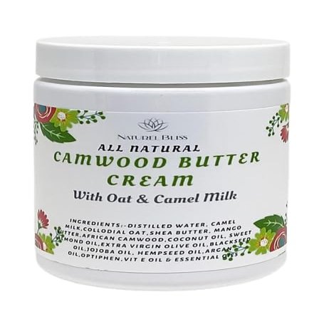 All Natural Camwood Butter Cream|Made with Oat & Camel Milk|Super Moisturizing|All Skin type (Unscented, 8 oz)