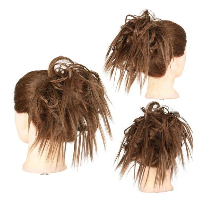 messy bun hair piece Piece with Elastic Rubber Band Hair Extensions for Women Girls Thick Messy Bun Hairpiece Synthetic Curly Wavy Scrunchies Ponytail Hair bun hair pieces for women ( Color : Q17 6A-3