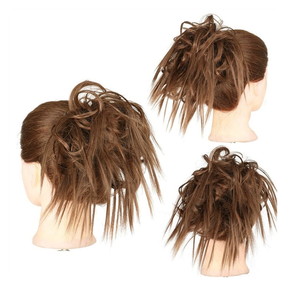 messy bun hair piece Piece with Elastic Rubber Band Hair Extensions for Women Girls Thick Messy Bun Hairpiece Synthetic Curly Wavy Scrunchies Ponytail Hair bun hair pieces for women ( Color : Q17 6A-3