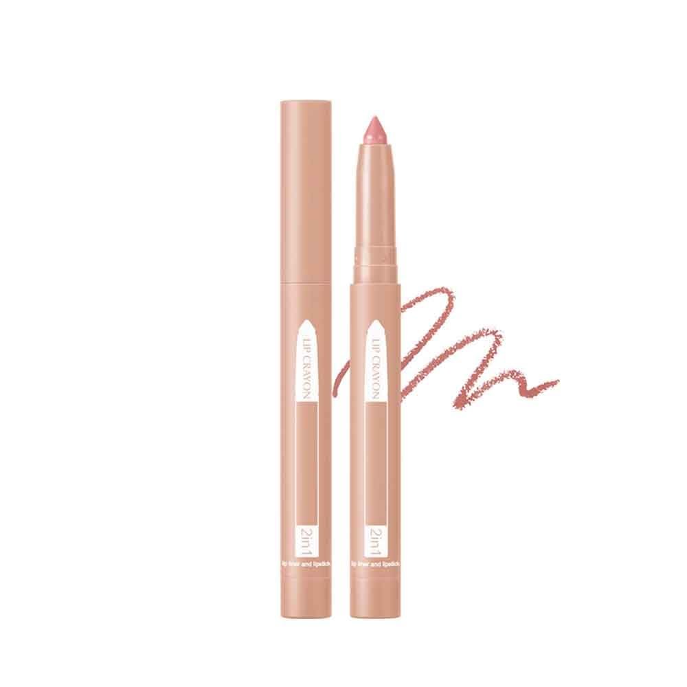 Fovcos 2-in-1 Lip Crayon, lip liner, Lip Liner Pencil, Slim Lip Pencil, Beauty Lip Gloss, Super Professional Tip Matte Lipstick (#1)