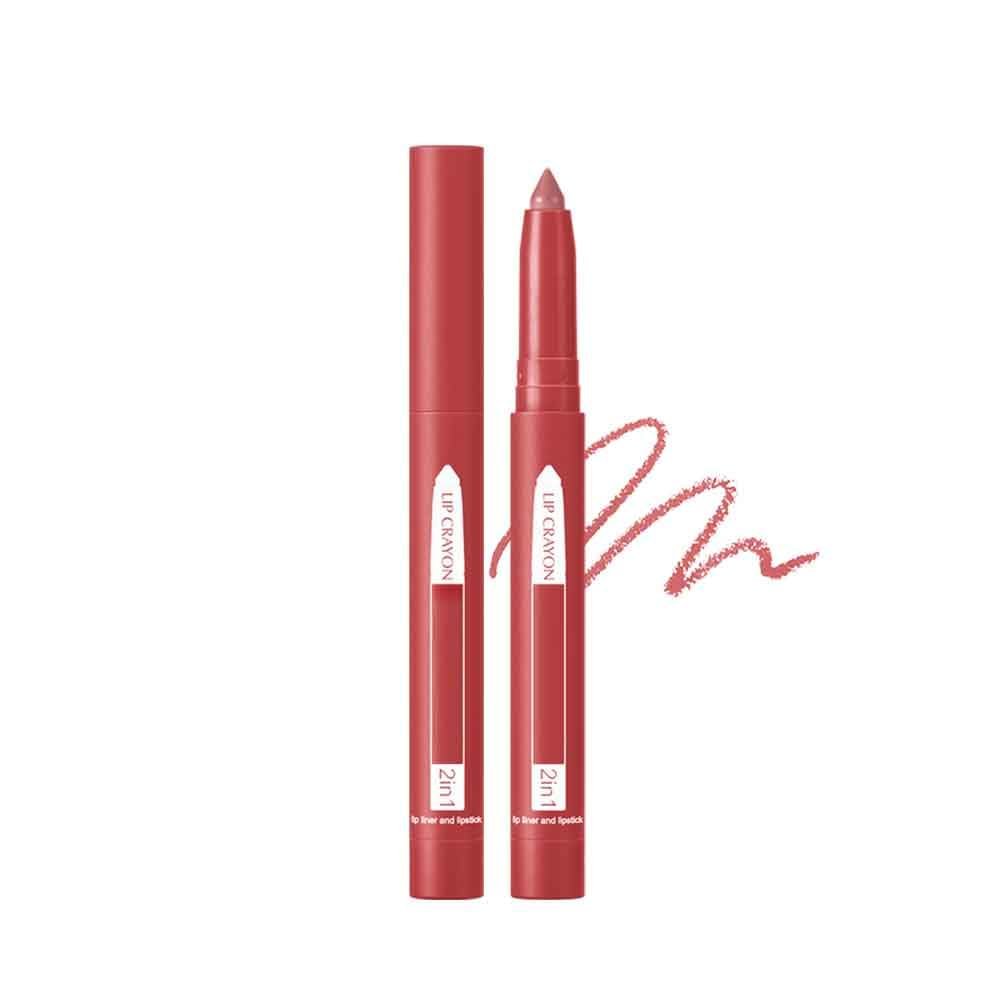 Fovcos 2-in-1 Lip Crayon, lip liner, Lip Liner Pencil, Slim Lip Pencil, Beauty Lip Gloss, Super Professional Tip Matte Lipstick (#5)