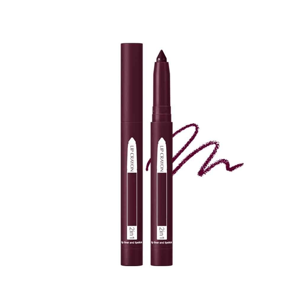 Fovcos 2-in-1 Lip Crayon, lip liner, Lip Liner Pencil, Slim Lip Pencil, Beauty Lip Gloss, Super Professional Tip Matte Lipstick (#12)