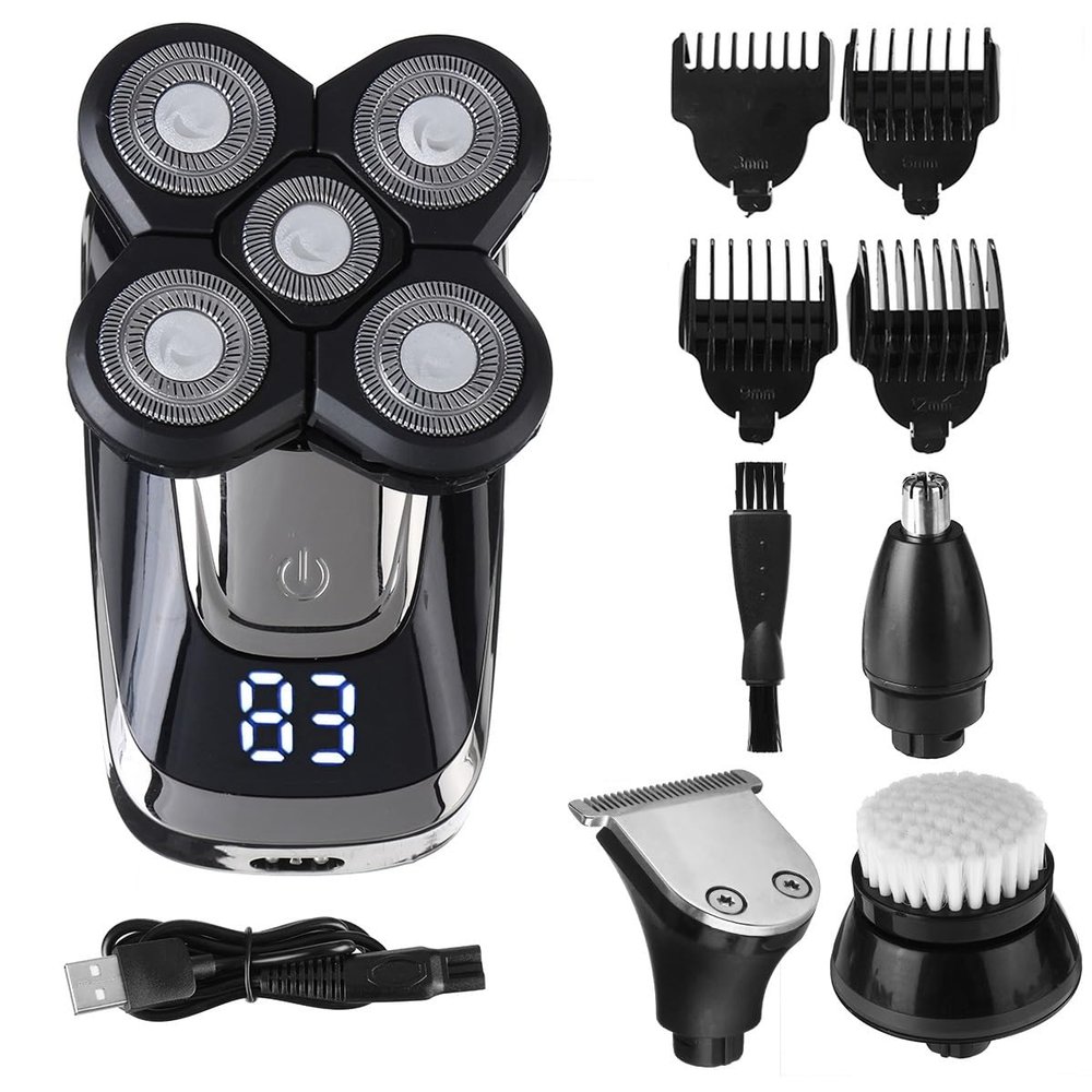 Head Shavers for Bald Men, 4 In 1 4D Electric Men Bald Head Shaver Beard Razor Electric Rotary Shaver Cordless Hair Trimmer Clipper USB Charging