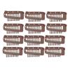 12PCS Chunni Dupatta Clip With Safety Pins, Sturdy 10-Tooth Stainless Steel Hair Extension Clip For Clips Hair Hairpieces, DIY Wig Hair Clips (Black+Light Brown+Gold) (Color : Brown, Size : 12pcs) view 1