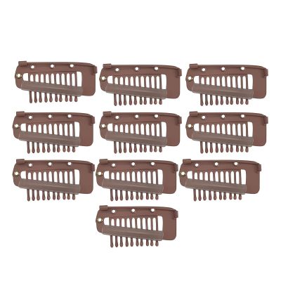 12PCS Chunni Dupatta Clip With Safety Pins, Sturdy 10-Tooth Stainless Steel Hair Extension Clip For Clips Hair Hairpieces, DIY Wig Hair Clips (Black+Light Brown+Gold) (Color : Brown, Size : 10pcs)