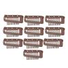 12PCS Chunni Dupatta Clip With Safety Pins, Sturdy 10-Tooth Stainless Steel Hair Extension Clip For Clips Hair Hairpieces, DIY Wig Hair Clips (Black+Light Brown+Gold) (Color : Brown, Size : 10pcs) view 1