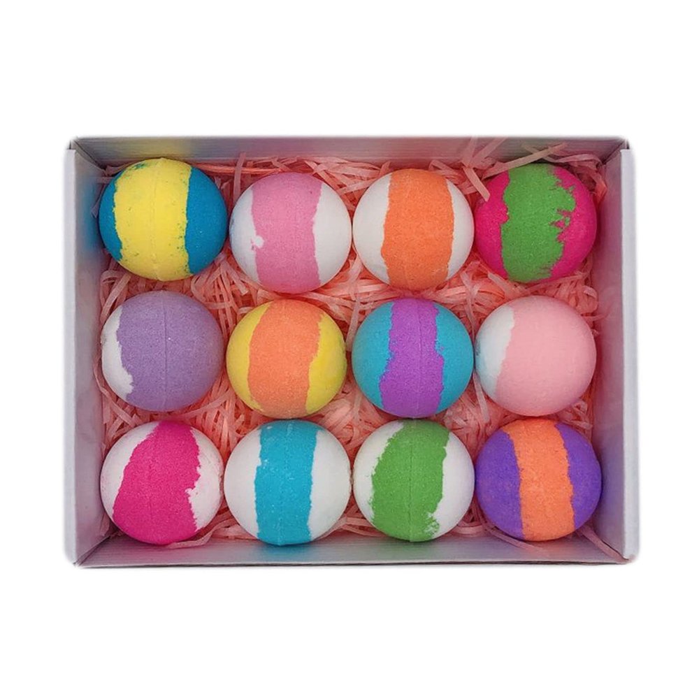 12 Pcs Bubble Bath Ball Set, Bath Bombs Gift Set for Women, Moisturizing Rich Foaming Pleasant Aroma Shower Ball, Birthday Christmas Gifts for Boys Girls, 5.4cm Diameter