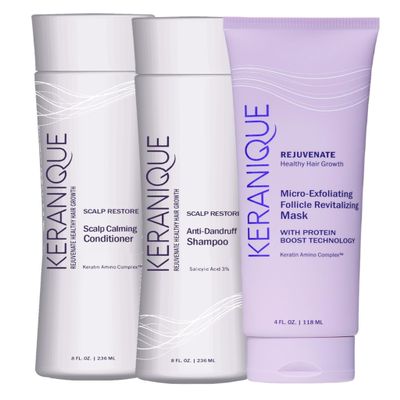 Anti Dandruff Shampoo & Scalp Restoring Conditioner and Micro Exfoliating Mask for Scalp & Hair by Keranique