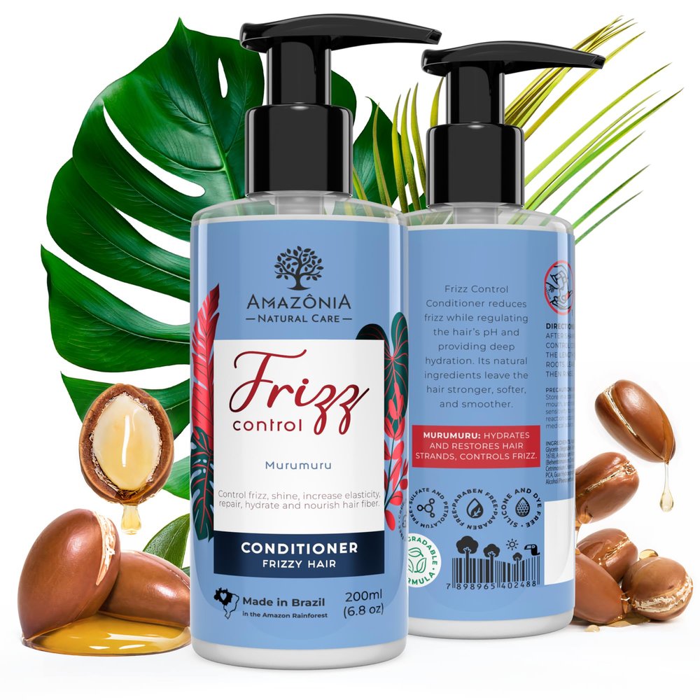 All Natural Frizz Control Conditioner for Women & Men- Anti-Frizz Hair Conditioner- Anti Frizz Hair Conditioner for Frizzy Hair - with Murumuru to Hydrate, Restore & Control Frizz 6.8oz