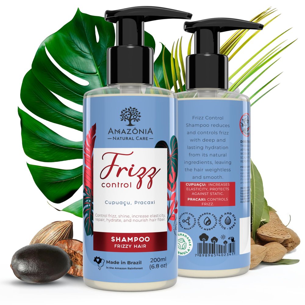 All Natural Frizz Control Shampoo for Men & Women- Anti-Frizz Shampoo for Frizzy Hair - Paraben & Sulfate-free Shampoo-with Cupuacu and Pracaxi to Reduce & Control Frizz 6.8oz
