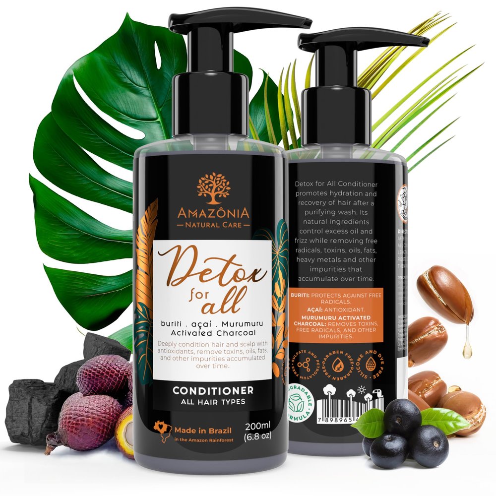 All Naural Detox Conditioner for Women & Men Clarifying Conditioner for Heavy Metal Detox - Hair Conditioner- Sulfate & Silicone Free Conditioner - with Buriti, Acai & Activated Charcoal