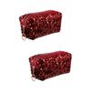 Beavorty 2pcs Sequin Makeup Storage Bag Capacity Cosmetic Organizer Portable Square Toiletry Bag for Travel Stylish Pouch for Women Versatile Use for Makeup Pencil Case Sundries view 1