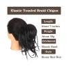 messy bun hair piece Messy Hair Bun with Elastic Bands Synthetic Straight Hair Chignon Extensions with Braids, Hairpieces for Women Natural Fake Hair bun hair pieces for women (Color : 6A) view 3