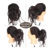 messy bun hair piece Messy Hair Bun with Elastic Bands Synthetic Straight Hair Chignon Extensions with Braids, Hairpieces for Women Natural Fake Hair bun hair pieces for women (Color : 6A) view 4