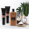 YARD HOUSE Luxury Mens Bath and Body Gift Set Basket For Him - Smoky Sandalwood - All Natural Skin Care Kit For Men w. Full Size Body Wash, Facial Scrub, Body Lotion, Deodorant in Leather Toiletry Bag view 2
