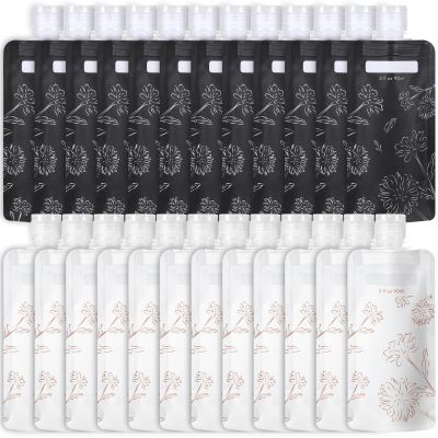 PACKISM Travel Bottles for Toiletries - 24 Pack Leak Proof 3oz TSA Approved Travel Pouches, Stand Up, Slim & Lightweight Design, Space Saving, Pack More Shampoo Conditioner Lotion Body Wash