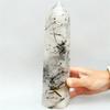 AtkitS Natural Black Hair Tourmaline Sorcerer's Stone Quartz Pillar Mineral Therapy Home Office Energy Decorative Gemstones (Size : 1-1.3kg) view 2